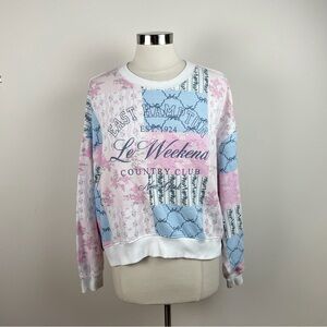 Vinyl Icons Cottagecore Le Weekend Country Club Pink White Blue Preppy Sweater